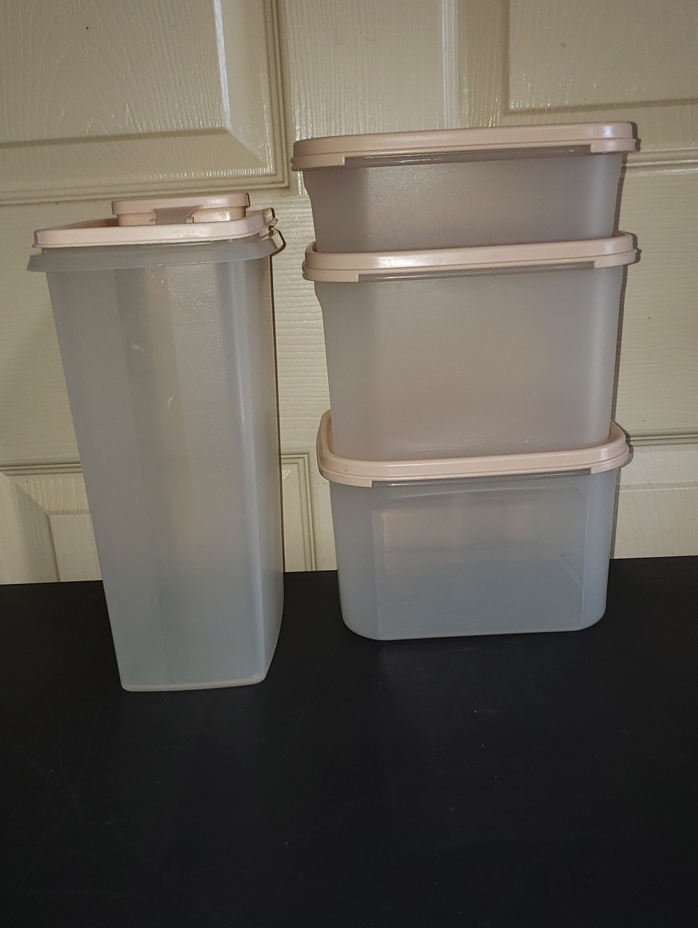 Tupperware Frosted Containers with Pink Lids - Set of 4